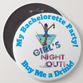 Junggeselinnen-Abschied Pinback Button, 6 HUGE Button (Vorne & Hinten)