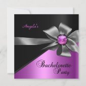 Junggeselinnen-Abschied Pink Black Bow Jewel Einladung (Vorderseite)