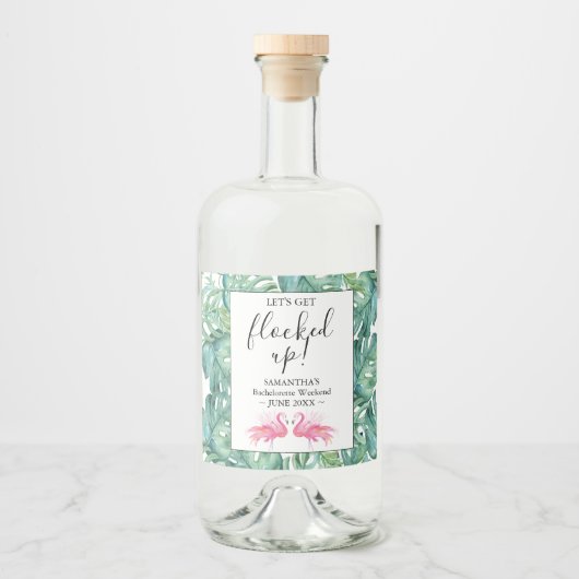 Junggeselinnen-Abschied Pink Flaming Alkoholflaschenetikett (Vorderseite)