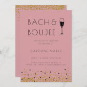 Junggeselinnen-Abschied Pink und Gold Bach und Bou Einladung (Vorne/Hinten)