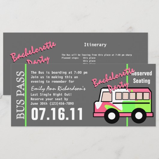 Junggeselinnen-Abschied Programm (Vorne/Hinten)