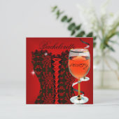 Junggeselinnen-Abschied Red Corset Black Wine 2 Einladung (Stehend Vorderseite)