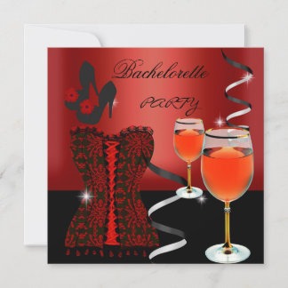 Junggeselinnen-Abschied Red Corset Black Wine Schu Einladung