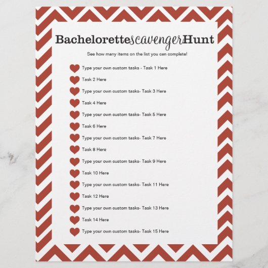 Junggeselinnen-Abschied Red Scavenger Hunt Game (Vorderseite)