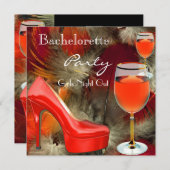 Junggeselinnen-Abschied Red Shoes Hi Heelses Weing Einladung (Vorne/Hinten)