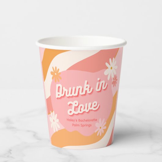 Junggeselinnen-Abschied Retro Rosa Betrunken in Li Pappbecher (Rückseite)