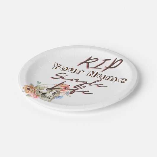 Junggeselinnen-Abschied RIP Single Lebenslauf schä Pappteller (Schrägansicht)