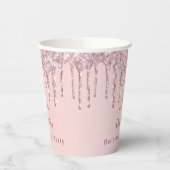 Junggeselinnen-Abschied Rosa Glitzer Monogramm Pappbecher (Links)