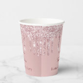 Junggeselinnen-Abschied Rosa Glitzer Monogramm Pappbecher (Rechts)