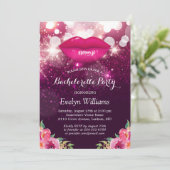 Junggeselinnen-Abschied Rosa Lila Glitzer Livio Vi Einladung (Stehend Vorderseite)
