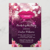 Junggeselinnen-Abschied Rosa Lila Glitzer Livio Vi Einladung (Vorne/Hinten)