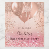 Junggeselinnen-Abschied Rosa Rosa Gold Glitzer Bal Weinetikett (Einzelnes Label)