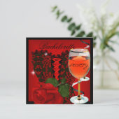 Junggeselinnen-Abschied Rote Rose Corset Black Win Einladung (Stehend Vorderseite)