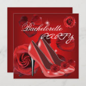 Junggeselinnen-Abschied Rote Rosen Hi Heel Shoe Einladung (Vorne/Hinten)