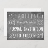 Junggeselinnen-Abschied Save the Date Chalkboard S Ankündigungspostkarte (Vorne/Hinten)