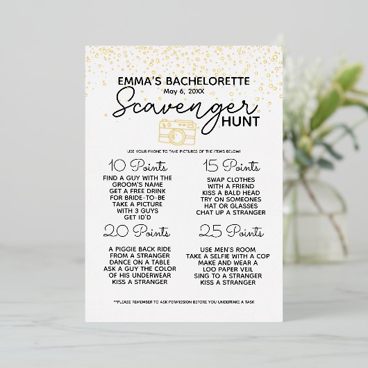 Junggeselinnen-Abschied Scavenger Jagd Spielspass  Folieneinladung (Stehend vorne)