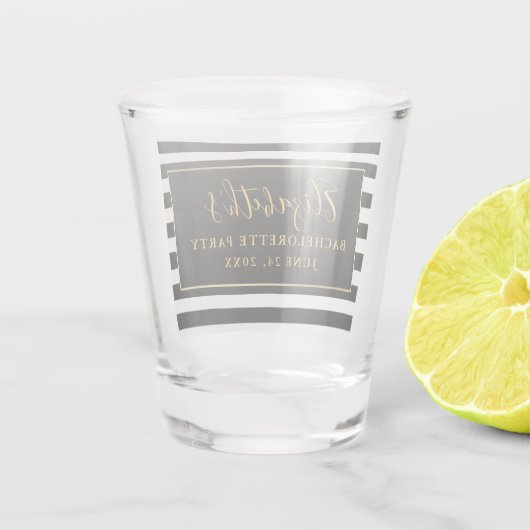 Junggeselinnen-Abschied Schwarz und Weiß Streifen Schnapsglas (Rückseite)
