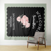 Junggeselinnen-Abschied Schwarz-Weiß-Blüten Wandteppich (Beispiel (Horizontal))