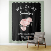 Junggeselinnen-Abschied Schwarz-Weiß-Blüten Wandteppich (Beispiel)