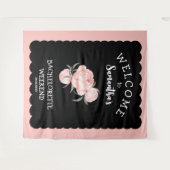 Junggeselinnen-Abschied Schwarz-Weiß-Blüten Wandteppich (Vorderseite (Horizontal))