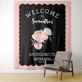 Junggeselinnen-Abschied Schwarz-Weiß-Blüten Wandteppich (Beispiel)