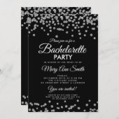 Junggeselinnen-Abschied Silver Glitzer Confetti Bl Einladung (Vorne/Hinten)
