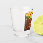 Junggeselinnen-Abschied Sonnenblumen Blumenholz Schnapsglas (Links)