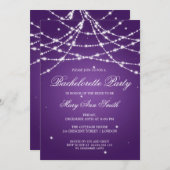 Junggeselinnen-Abschied Sparkling String Lila Einladung (Vorne/Hinten)
