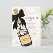 Junggeselinnen-Abschied Sparkling Wein Flasche Sch Einladung (Stehend Vorderseite)