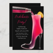 Junggeselinnen-Abschied-Stiletto und Cocktails Einladung (Vorne/Hinten)