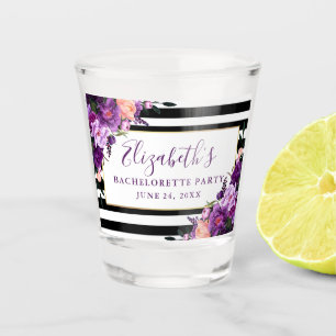 Junggeselinnen-Abschied Streifen Lila Violett Schnapsglas
