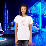 Junggeselinnen-Abschied T-Shirt<br><div class="desc">Ein T - Shirt für einen Junggeselinnen-Abschied. Front: ein rosa Bogen und das Wort: Bride Back: Personalisieren und fügen Sie den Namen der Braut zu sein, fügen Sie das Party Datum.</div>