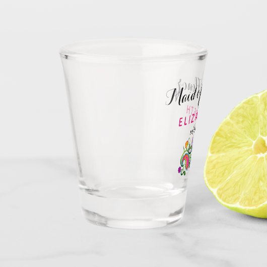 Junggeselinnen-Abschied Trauzeugin Hochzeitrosa Schnapsglas (Links)