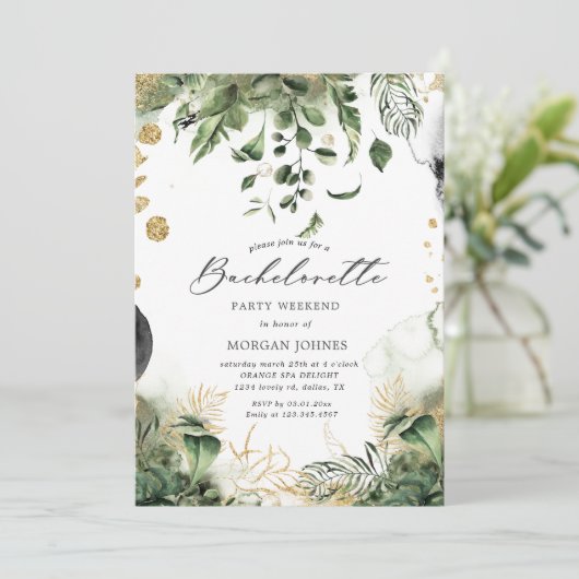 Junggeselinnen-Abschied Tropenziel Einladung (Stehend Vorderseite)