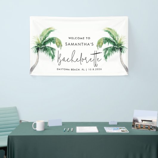 Junggeselinnen-Abschied Tropical Palm Tree Willkom Banner (Messeveranstaltung)