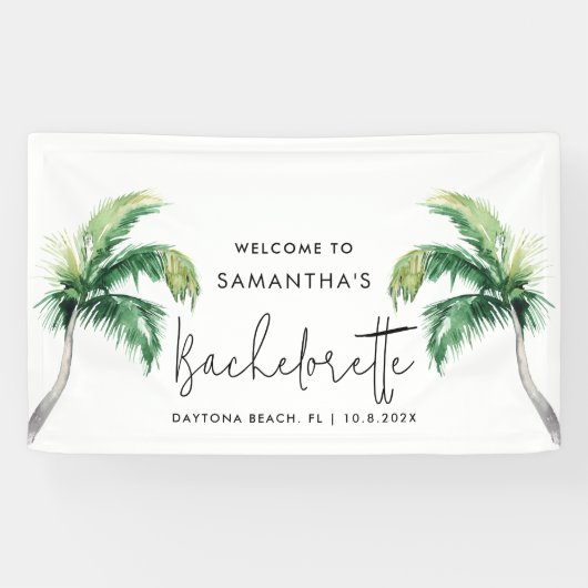 Junggeselinnen-Abschied Tropical Palm Tree Willkom Banner (Horizontal)