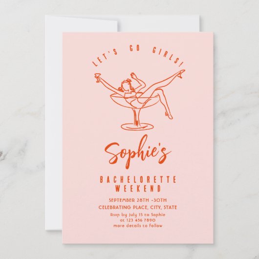 Junggeselinnen-Abschied von Funky Hand Drawn Scrib Einladung (Vorderseite)