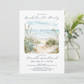 Junggeselinnen-Abschied von Watercolor Beach Einladung (Stehend Vorderseite)