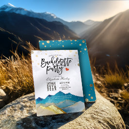 Junggeselinnen-Abschied Wasserfarbe Blaue Goldberg Einladung