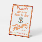 Junggeselinnen-Abschied Wedding Golfing Peach Oran Sockelschild (Vorderseite)