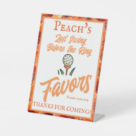 Junggeselinnen-Abschied Wedding Golfing Peach Oran Sockelschild