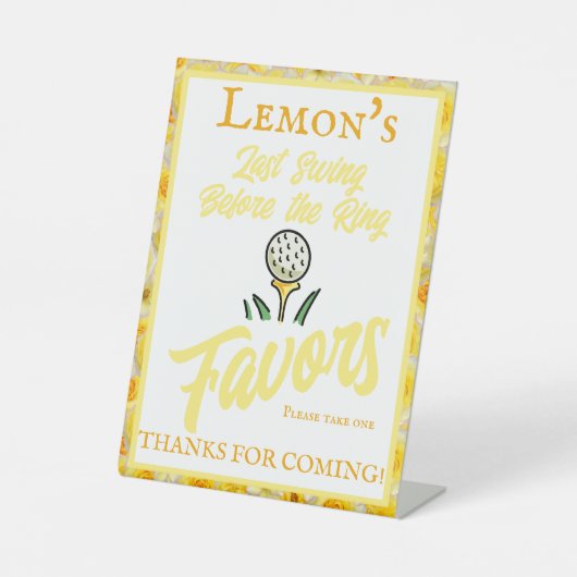 Junggeselinnen-Abschied Wedding Golfing Yellow Whi Sockelschild (Vorderseite)