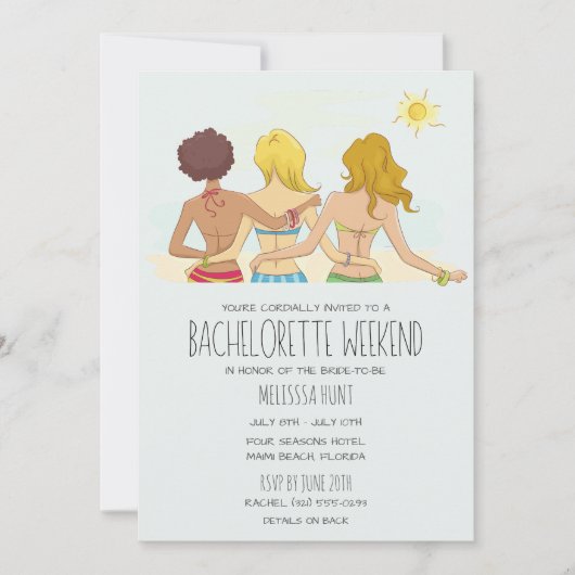Junggeselinnen-Abschied Weekend Beach Erweg Einladung (Vorderseite)