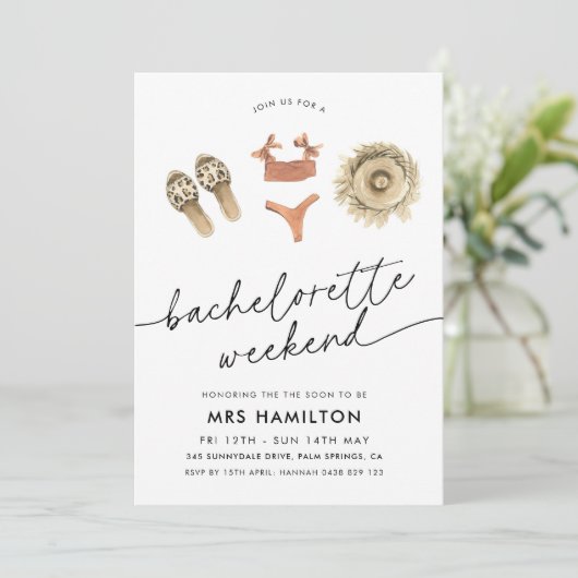 Junggeselinnen-Abschied Weekend Beach Sommerreise Einladung (Stehend Vorderseite)