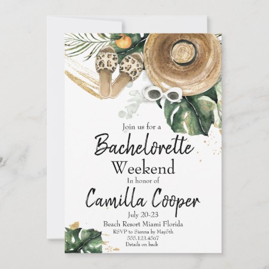 Junggeselinnen-Abschied Weekend Erreichbarkeit Zie Einladung (Vorderseite)