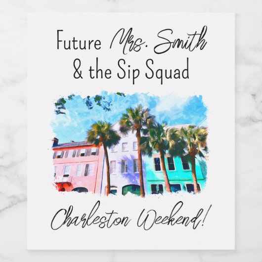 Junggeselinnen-Abschied Weinkarte - Charleston Wee Weinetikett (Einzelnes Label)
