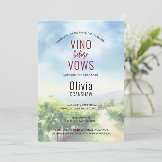 Junggeselinnen-Abschied Weinprobe Zielort Einladung (Stehend Vorderseite)