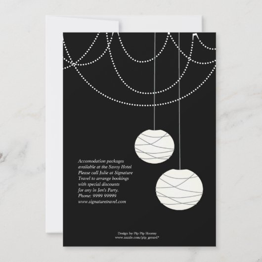 Junggeselinnen-Abschied White Wedding Lanterns Ein Einladung (Rückseite)