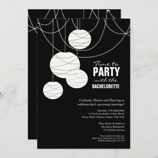 Junggeselinnen-Abschied White Wedterns Einladung (Vorne/Hinten)