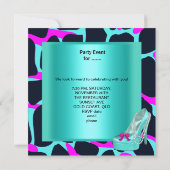 Junggeselinnen-Abschied Wild Hot Pink Aquamarines  Einladung (Rückseite)